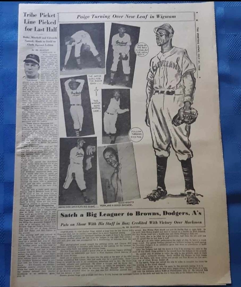 Satchel Paige 1948 Cleveland Indians St Louis Browns Negro League Sporting News