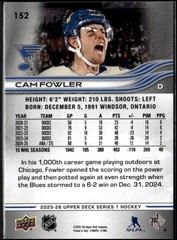 2025 Upper Deck Hockey Series 1 Cam Fowler #152 St. Louis Blues