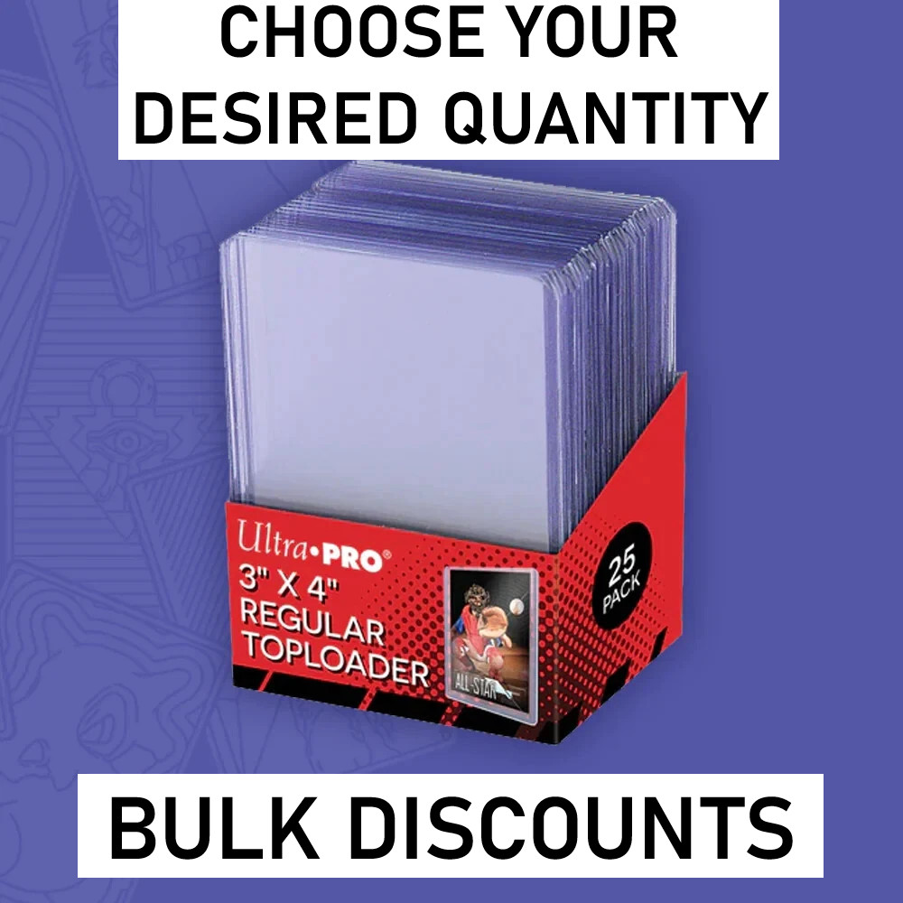 Ultra Pro TOP LOADERS Regular 35pt 3×4 Toploaders 25, 100, 500, 1000 BRAND NEW