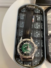 NFL Vintage New York Jets Fossil Watch with Leather Band with Box Needs Battery