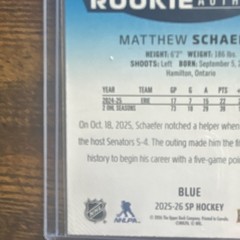 Upper Deck 25-26 SP Rookie Authentics Blue Matthew Schäfer Islanders RC #111
