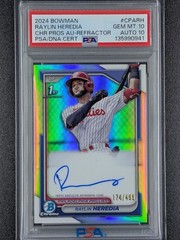 RAYLIN HEREDIA 2024 BOWMAN CHROME PROSPECT #CPARH ROOKIE PSA 10 AUTO 10