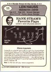 Len Hauss Wonder Bread 11 1976 Washington Redskins – NFL Cards! NM