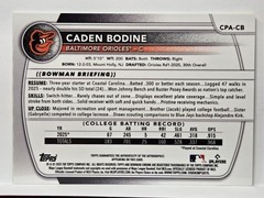 CADEN BODINE 2025 Bowman Draft – Chrome Prospect Autographs Yellow / 75