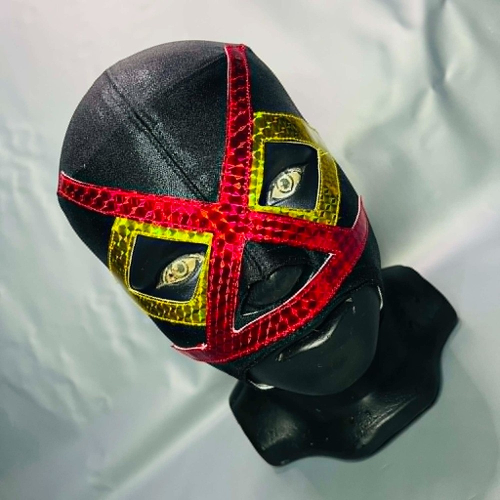 Villano Wrestling Lucha Libre Costume Mask Mascara Luchador Black Gold Red
