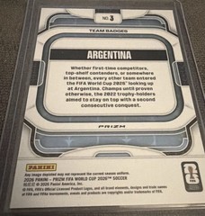 Rare 2026 Panini Prizm FIFA World Cup Argentina Team Badge Silver Prizm SP AFA