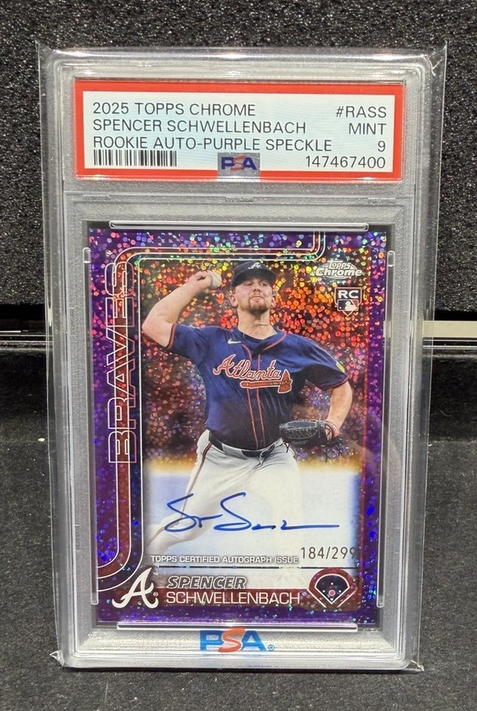 2025 Topps Chrome – Rookie Auto Spencer Schwellenbach Purple Speckle /299 PSA 9