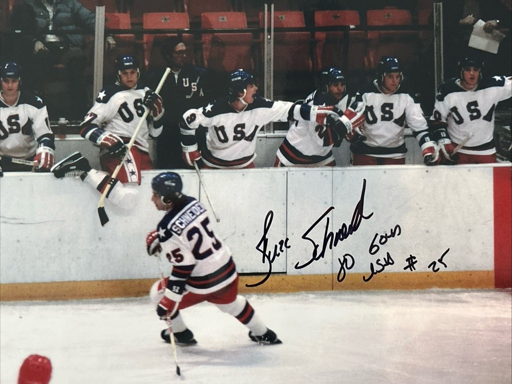 BUZZ SCHNEIDER USA OLYMPIC HOCKEY MIRACLE ON ICE AUTOGRAPHED 8X10 #2