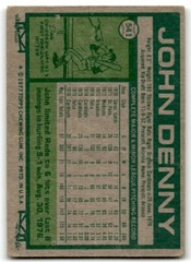 1977 TOPPS JOHN DENNY ST. LOUIS CARDINALS #541