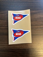 NCAA Pennant Decal x2 For Full Size Football Helmet Red White Blue 20mil