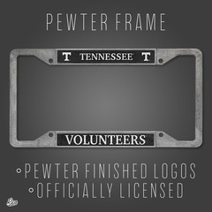 NCAA Tennessee Volunteers License Plate Frame 12×6 Pewter Heavy Duty Car Truck