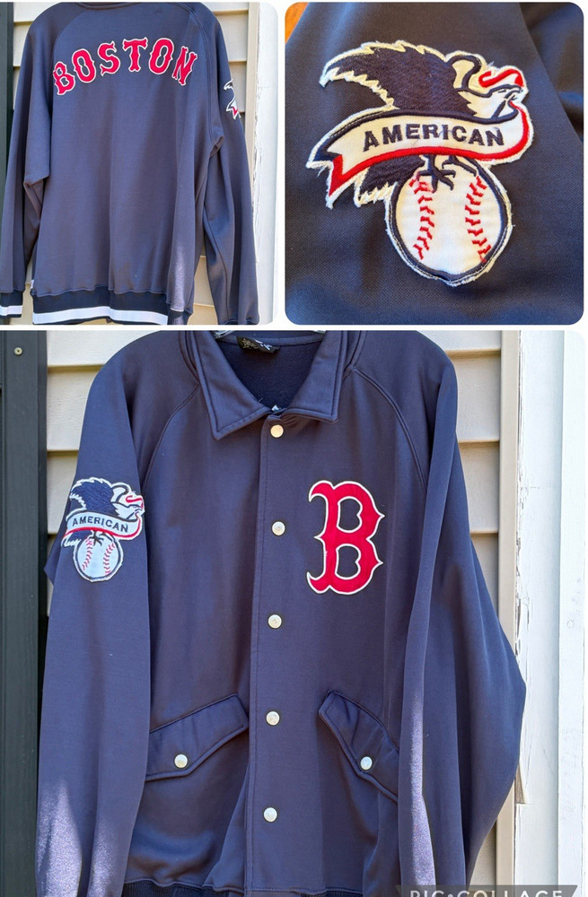 Boston Red Sox Mens M Blue Stitches Embroidered Logo MLB Team Varsity Button Up