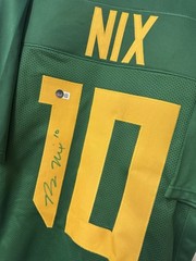 Bo Nix Autographed Signed Football Jersey Beckett Authenticated Green Yellow XL