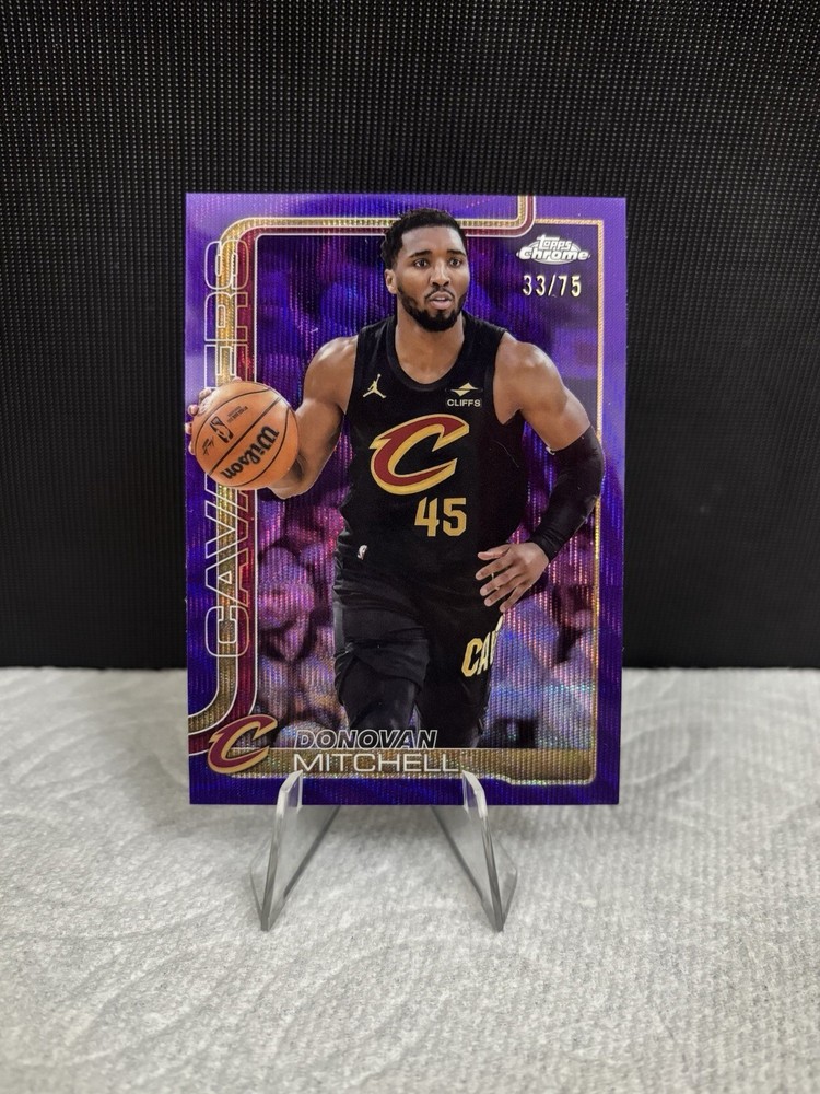 2025-26 Topps Chrome Donovan Mitchell Purple Wave Refractor #/75 Cavaliers