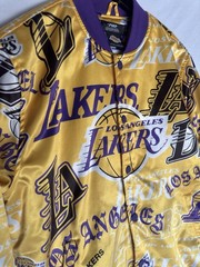ProStandard Los Angeles Lakers Satin Jacket Mens Small Purple Square Lining NBA