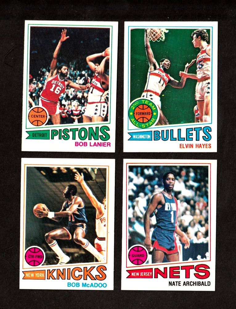 1977-78 Topps Lot Of 4 HOF&rsquo;ers Bob McAdoo,Nate Archibald,Lanier,Hayes Nm/Mt
