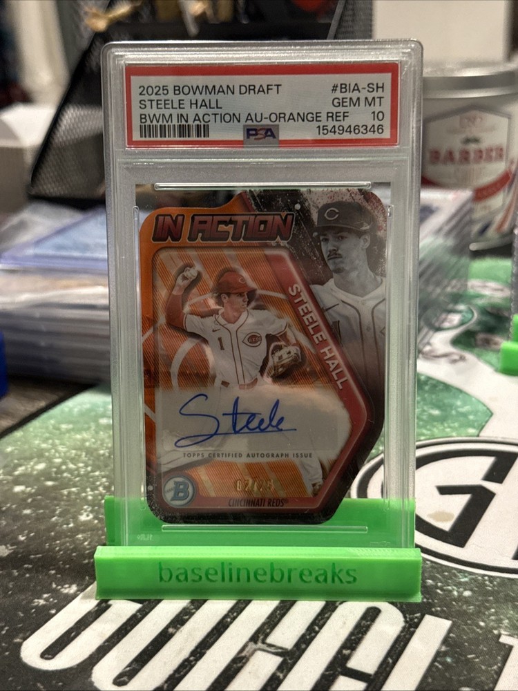 2025 Bowman Draft Steele Hall In Action Orange Refractor /25 Psa 10 Pop 1