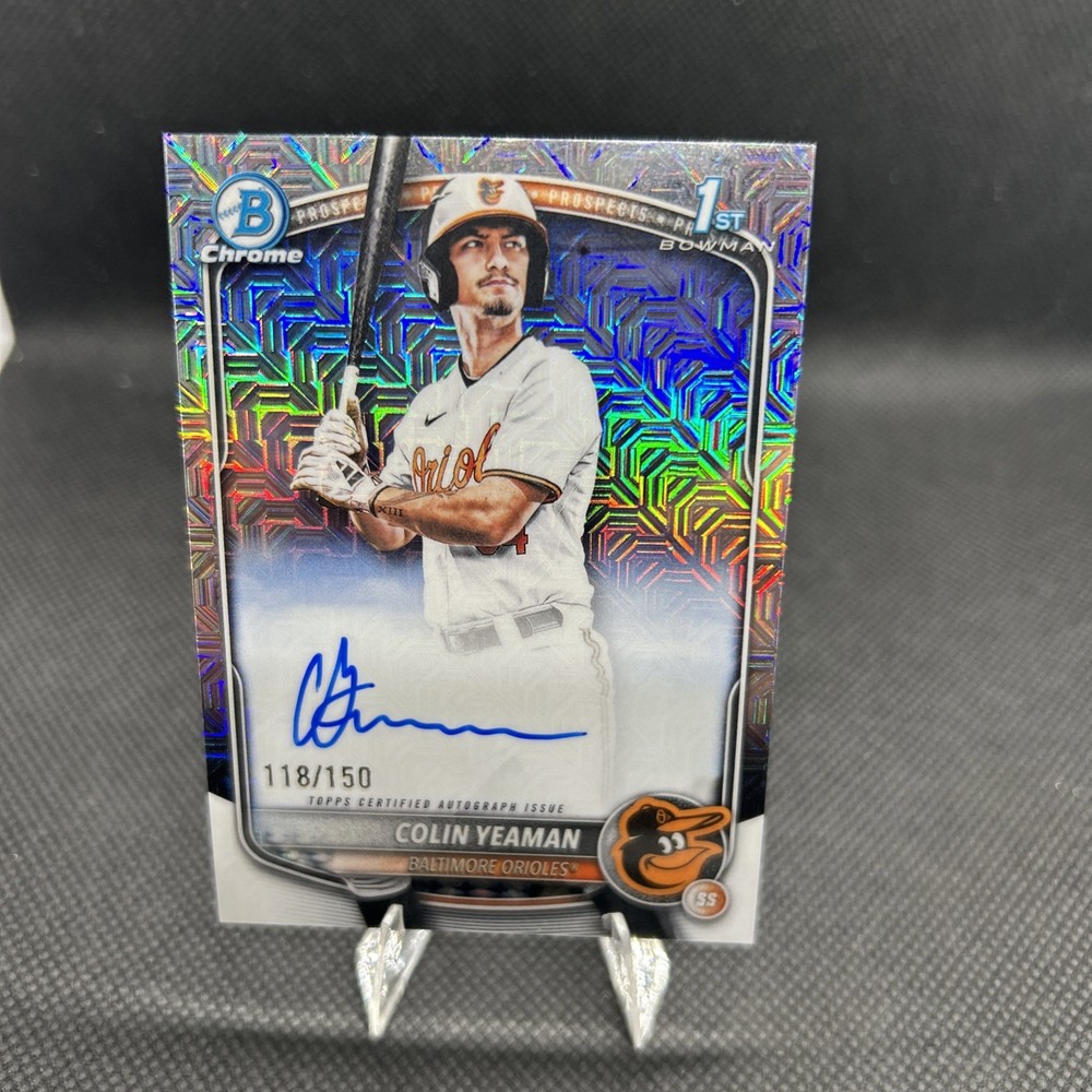 Colin Yeaman 2025 Bowman Draft Chrome 1st HTA Mojo /150 AUTO #CPA-CY Orioles