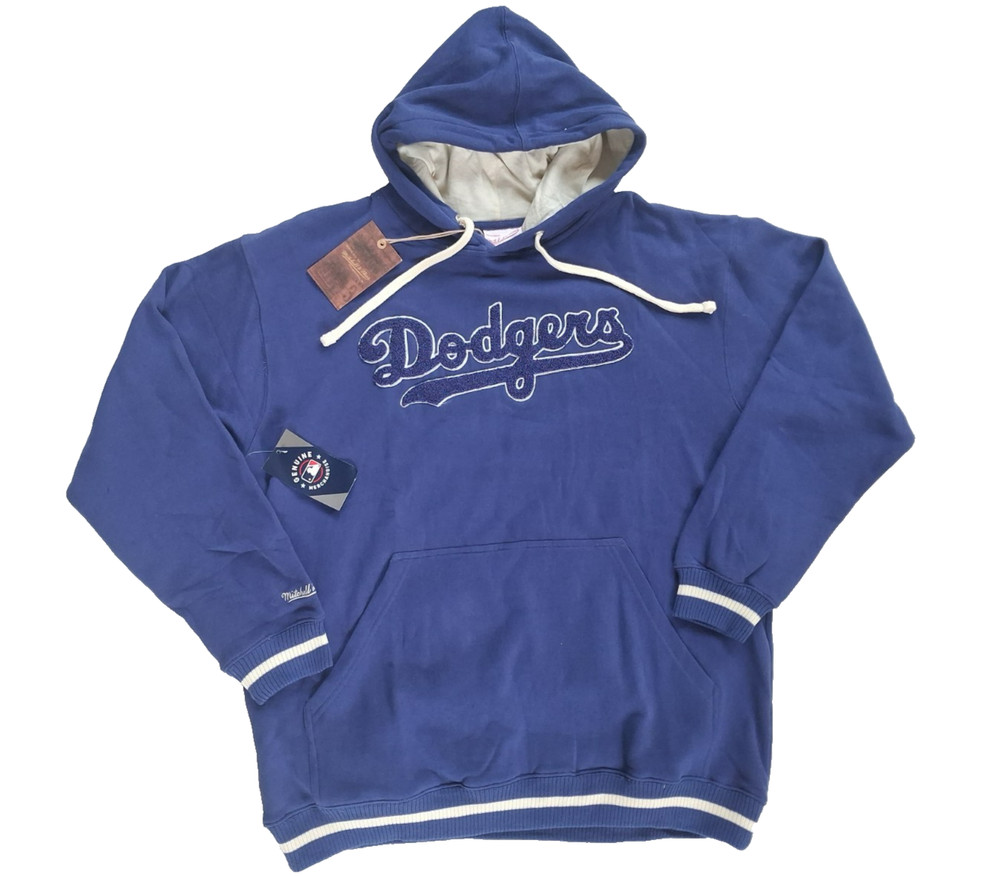 Mitchel & Ness Mens Dodgers 2XLB Hoodie Heavyweight Embroidered Varsity Logo NWT