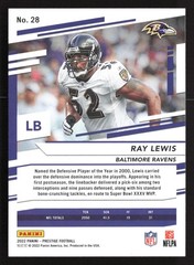 2022 Panini Prestige #28 Ray Lewis Xtra Points Purple #/199 Baltimore Ravens