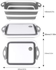 QiMH Collapsible Cutting Board – Foldable 15.8&Prime;L x 11.8&Prime;W, Gray