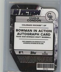 2025 Bowman Draft #BIA-CC Charlie Condon Bowman In Action Autographs #/99