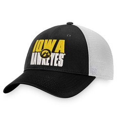 Men&rsquo;s Top of the World Black/White Iowa Hawkeyes Stockpile Trucker Snapback Hat
