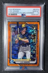 2024 Bowman Luke Adams 1st Orange Shimmer Refractor /25 #BCP-50 Psa 10
