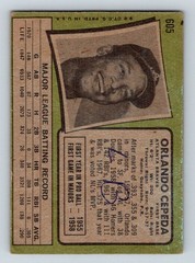 1971 Topps #605 Orlando Cepeda – High # – Low Grade – Writing – MLB HOF
