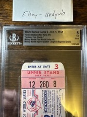 Pair Of 1951 World Series Game 2 Ticket Stubs BVG BGS 5 Mantle First Hit Injured