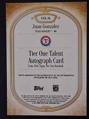 2026 Topps Tier One #TITA-JG Juan Gonzalez Talent AUTO On Card Green 41/49