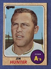 1968 Topps #385 Jim Catfish Hunter Oakland A’s HOF Vintage Baseball Card
