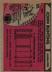 JOHN BUNTING #251 Signed 1980 Topps NFL Football Card AUTO EAGLES