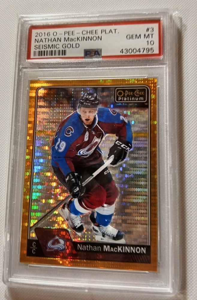 2016 opeechee seismic gold Nathan macKinnon #3 serial# 21 of 50 made.