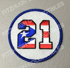 ROBERTO CLEMENTE RETIRED JERSEY NUMBER 21 PATCH – PUERTO RICO FLAG EDITION