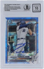Spencer Torkelson Tigers Signed 2021 Bowman Chrome Draft #BDC-20 BAS 10 Card