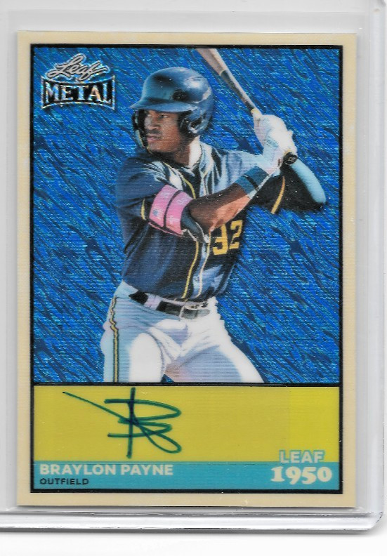 2026 Leaf Metal Braylon Payne Leaf 1950 Blue Shimmer Auto Card #50A-BP1 /5