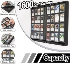 Premium Card Binder 16 Pocket – Fits 1600 Cards，4X4 Ringless Card Album with Sle