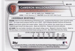 2025 Bowman Draft – Cameron Maldonado #BD-99 1st Bowman Paper