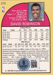 David Robinson Signed 1990-91 NBA Hoops Card #270 BAS COA Spurs Rookie ROY Auto