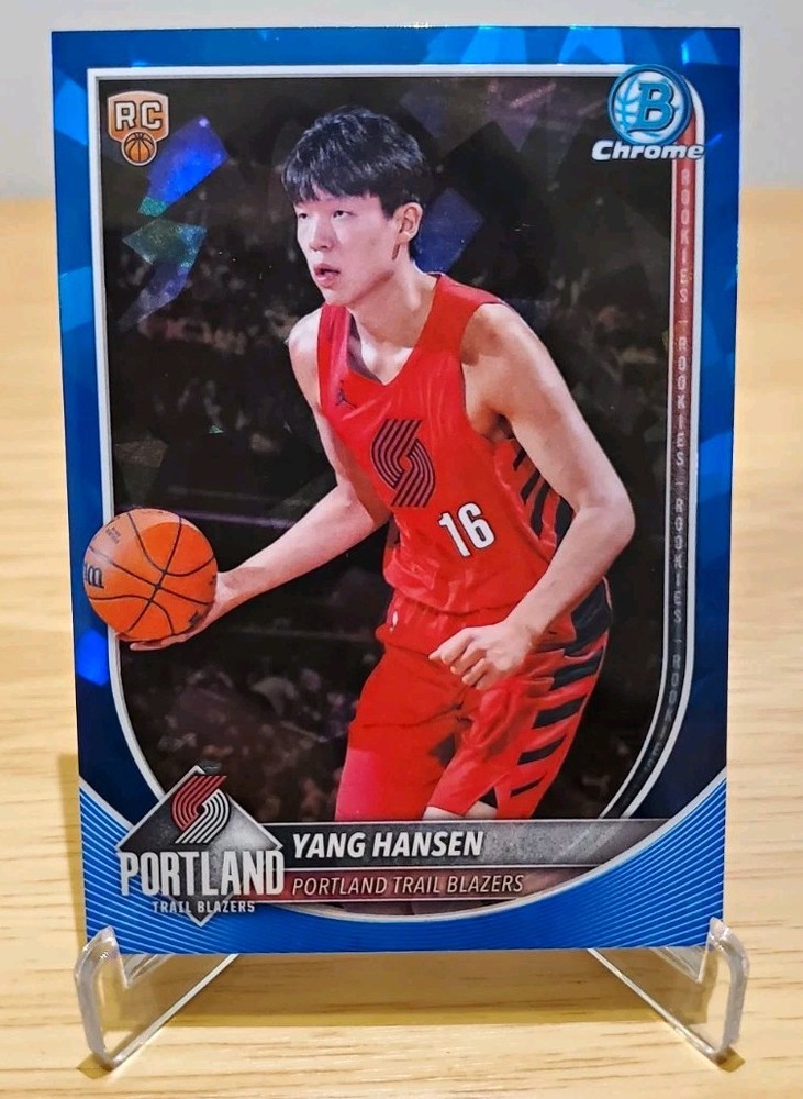 Bowman Chrome Yang Hansen RC Rookie Blue Parallel Trail Blazers