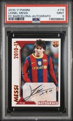 LIONEL MESSI FC Barcelona 2010-11 Autografo PSA 9 Panini Stickers #119 Auto Mint