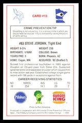 1984 Minnesota Vikings Police #13 Steve Jordan Football Card