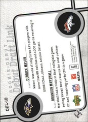 2006 UD Rookie Debut Draft Link #10 Derrick Mason Brandon Marshall FB