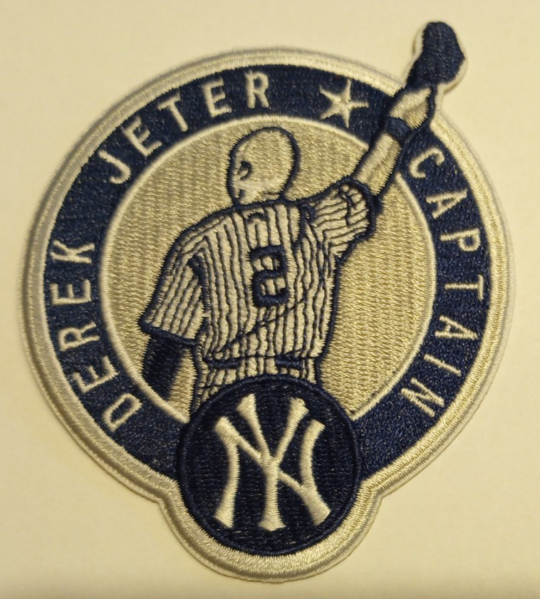 New York Yankees~Derek Jeter~Captain~Embroidered PATCH~3 1/2&Prime; x 3&Prime;~Iron On