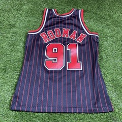 Dennis Rodman Chicago Bulls Jersey Mitchell Ness Mens Medium #91 Black