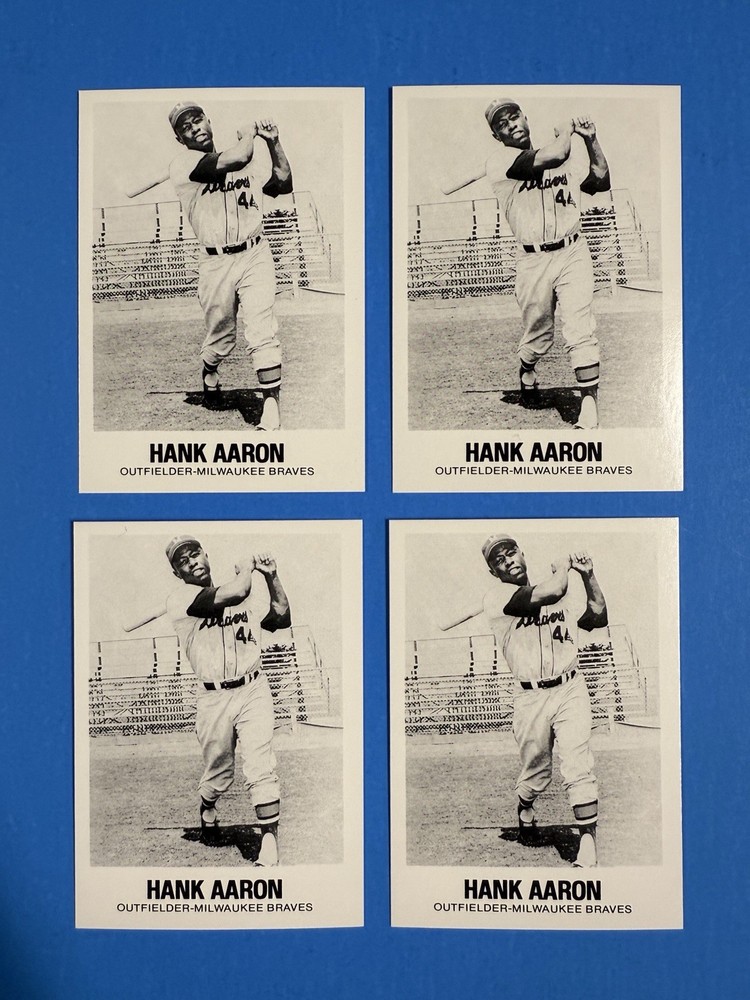 HANK AARON ~ Lot of (4) ~ 1977 TCMA Renata Galasso #44 (NM-MT) ~ BRAVES – HOF