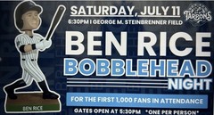 Ben Rice New York Yankees Bobblehead Tampa Tarpons SGA 7/11/26 In Hand