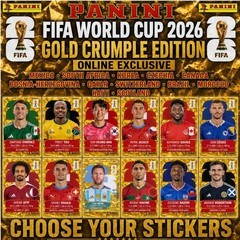 panini fifa WC 2026 gold crumple sticker you pick Group G – H (BEL – URU)