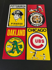 4–1973 Fleer Team Signs-large ( 7 3/4&Prime; x 11 1/2&Prime;)- Cubs, A&rsquo;s, Pirates, Tigers